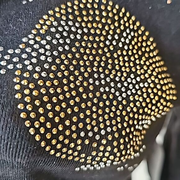 Black lightweight long sleeve studded Halloween top with flared bottom size smal - Picture 2 of 9